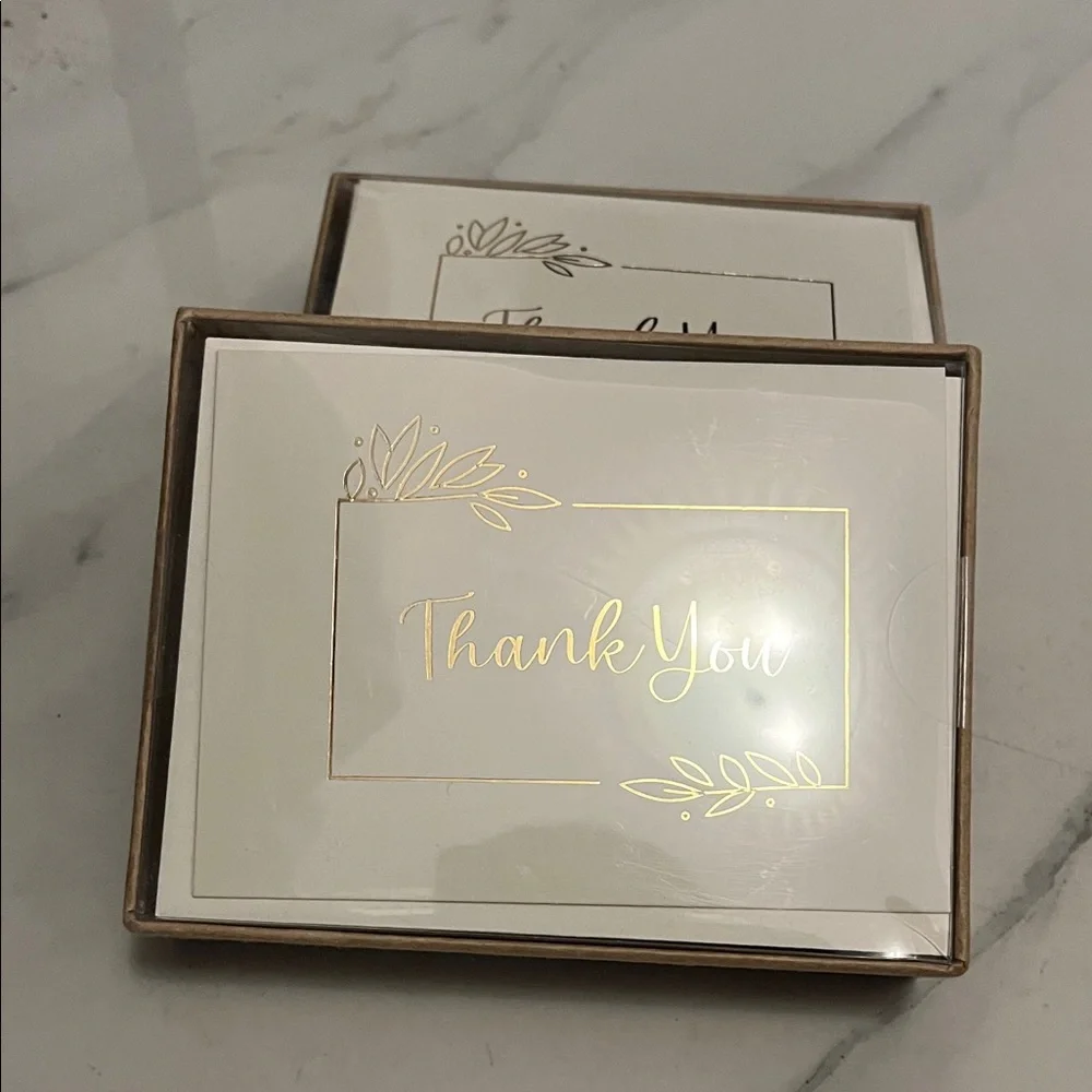 Sheffield Home White Thank You Note Cards with Gold Foil